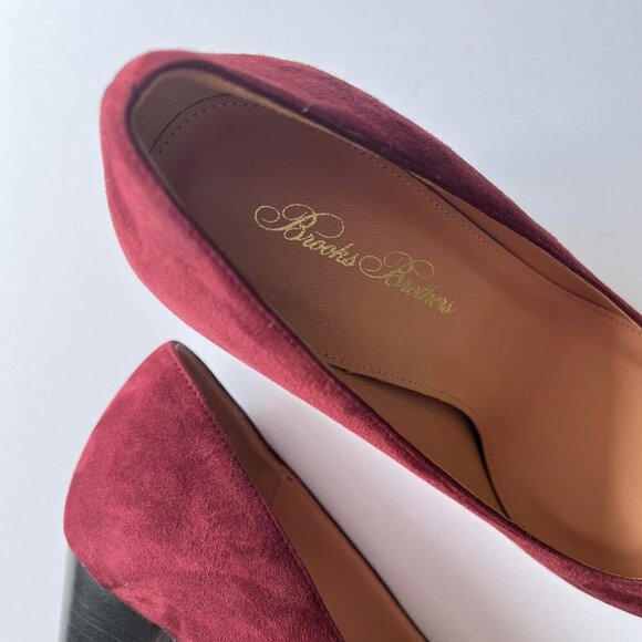 Brooks Brothers Women Burgundy Wine Suede Mid Heeled Pumps | Size 7 - Picture 7 of 10